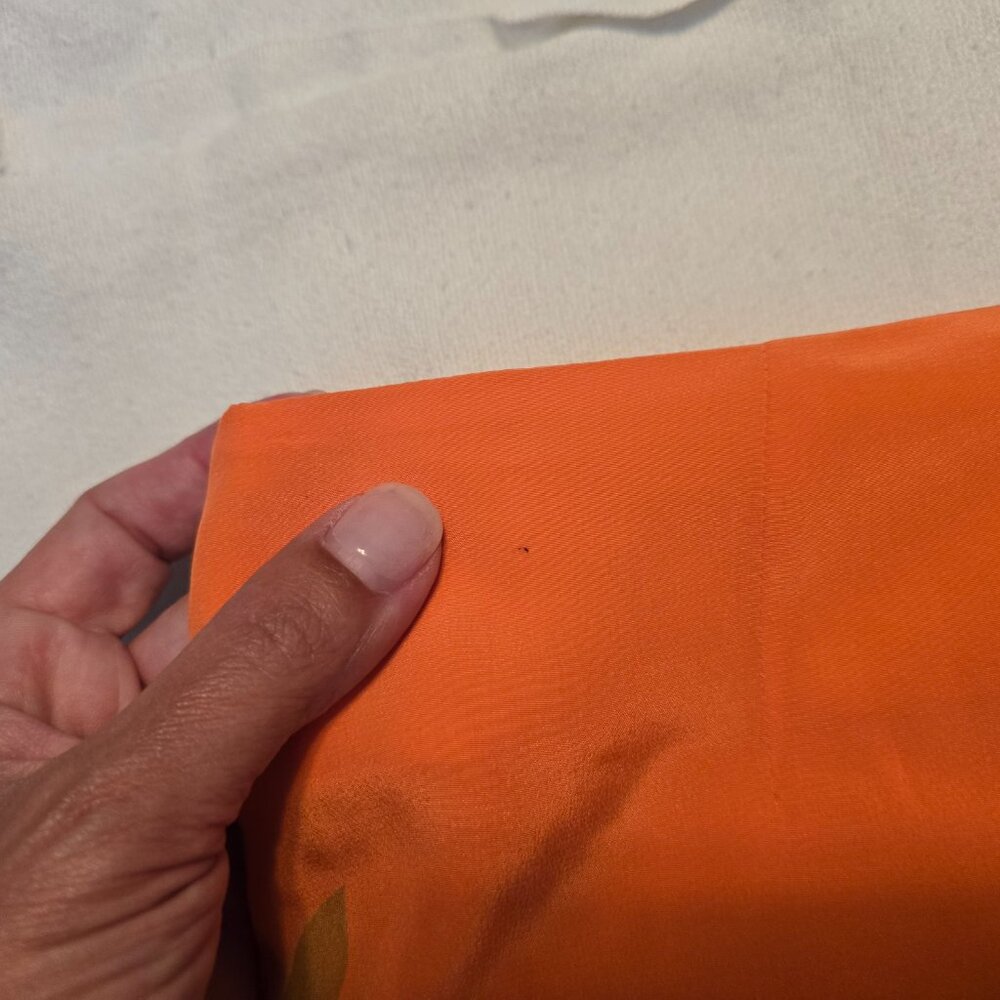 Tori Richard Honolulu 100% Silk Orange Midi Skirt Flowers Paradise Size 4 Lined - Picture 6 of 13